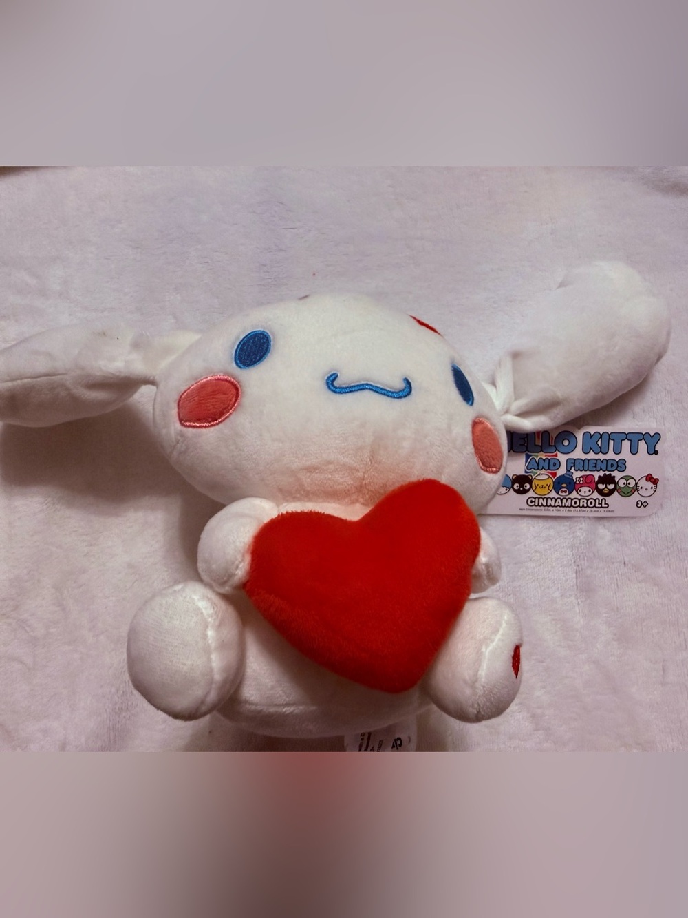 Sanrio Cinnamoroll Plush Toy with Red Heart - White